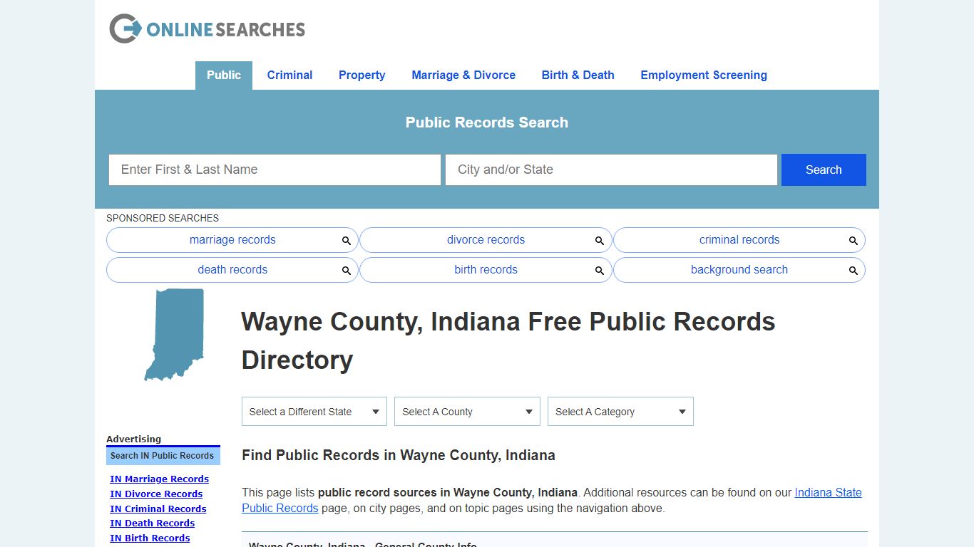 Wayne County, Indiana Public Records Directory